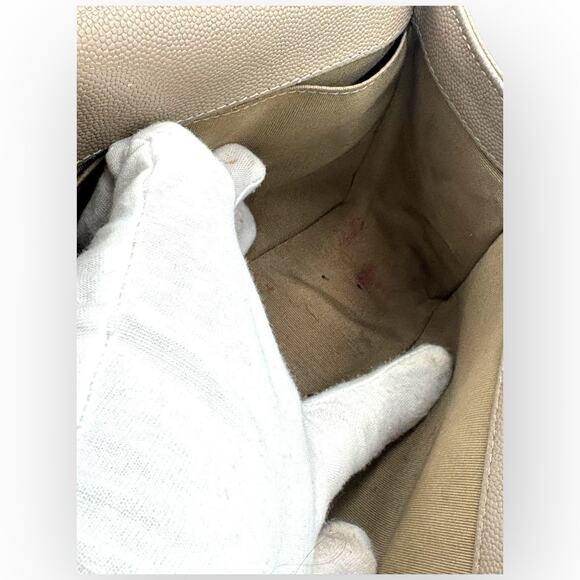 Medium Boy Flap Bag Quilted Caviar Leather Beige Authentic - Picture 14 of 16